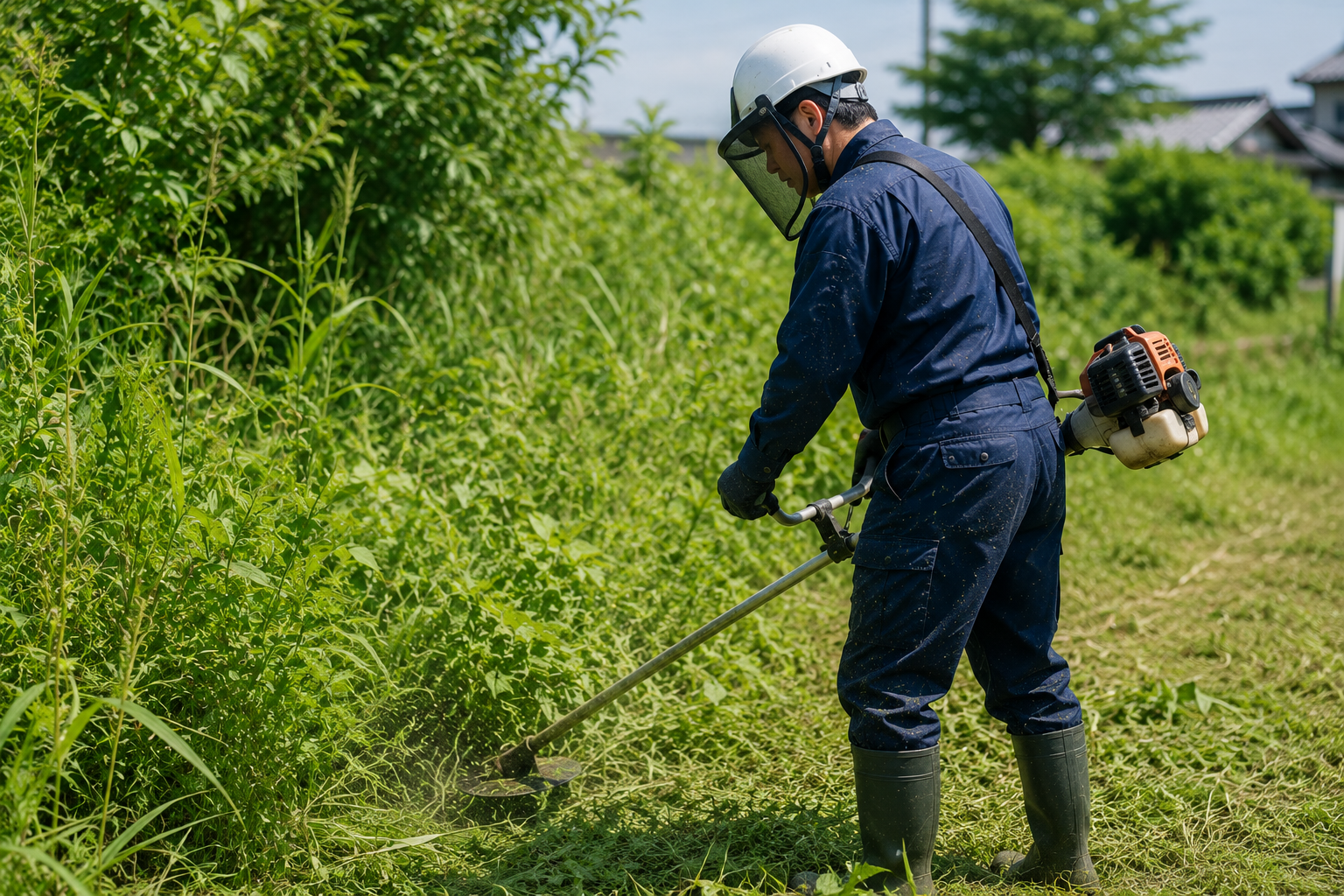 刈払機による草刈り作業